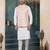 Pink art silk 3 piece kurta jacket set for men