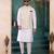 Cream art silk 3 piece kurta jacket set for men