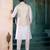 Cream art silk 3 piece kurta jacket set for men