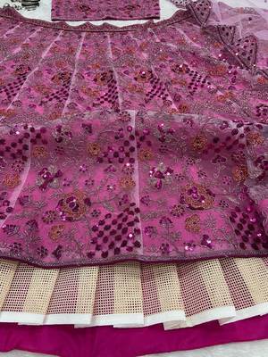 Baby Pink soft net embroidery work Lehenga Choli with dupatta 2