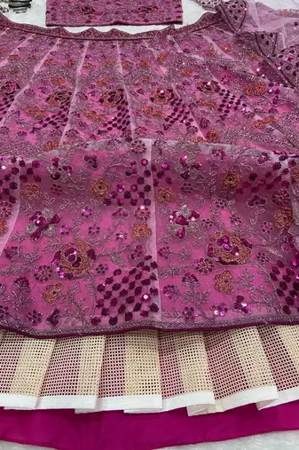 Baby Pink soft net embroidery work Lehenga Choli with dupatta