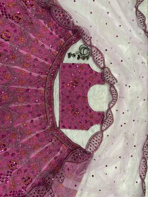 Baby Pink soft net embroidery work Lehenga Choli with dupatta 3
