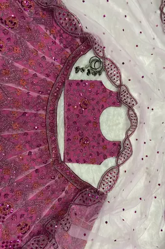 Baby Pink soft net embroidery work Lehenga Choli with dupatta