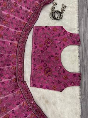 Baby Pink soft net embroidery work Lehenga Choli with dupatta 4