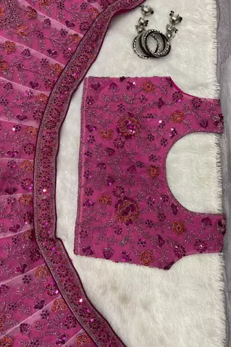Baby Pink soft net embroidery work Lehenga Choli with dupatta