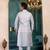 Grey art silk 3 piece kurta jacket set for men