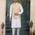 Beige art silk 3 piece kurta jacket set for men