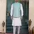 blue art silk 3 piece kurta nehru jacket set for men