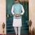 Blue art silk 3 piece kurta jacket set for men