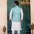 Blue art silk 3 piece kurta jacket set for men
