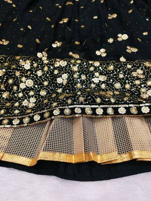 Black Georgette Sequins Embroidered Lehenga Set 2