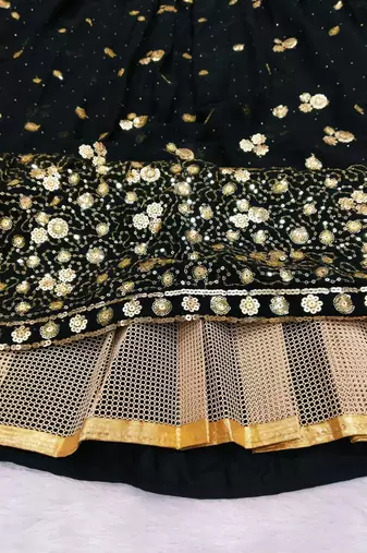 Black Georgette Sequins Embroidered Lehenga Set