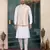pink jacqaurd 3 piece kurta nehru jacket set for men