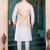 Pink jacqaurd 3 piece kurta jacket set for men