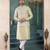 Pista green jacqaurd 3 piece kurta jacket set for men