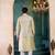 Pista green jacqaurd 3 piece kurta jacket set for men