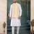 Yellow jacqaurd 3 piece kurta jacket set for men
