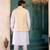 Yellow jacqaurd 3 piece kurta jacket set for men