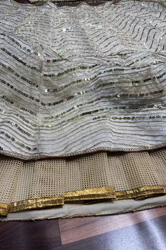 Cream Organza Sequin Lehenga Choli With Dupatta
