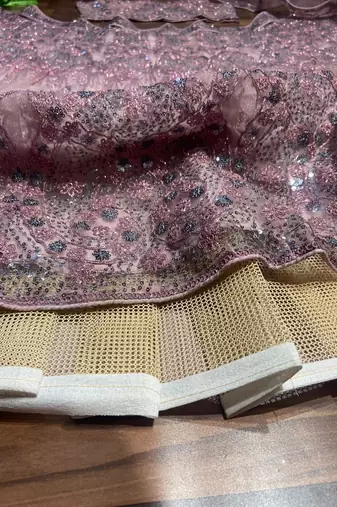 Rose embellished soft net lehenga choli with Dupatta
