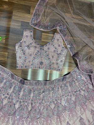 Rose embellished soft net lehenga choli with Dupatta 3