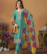 Sky-blue chinon silk top with santoon bottom, inner & chinon silk dupatta