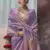 Light Lavender Silk Blend Saree with Golden Zari Weaving For Women