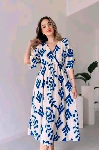 White Rayon printed gown type kurti