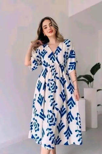 White Rayon printed gown type kurti