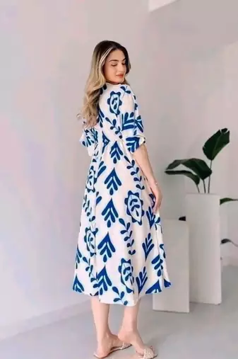 White Rayon printed gown type kurti