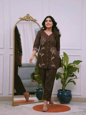 Rayon embroidery short kurti with pant 1