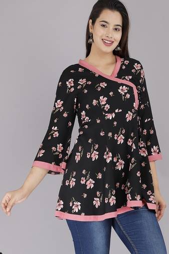 Black Crepe printed topper