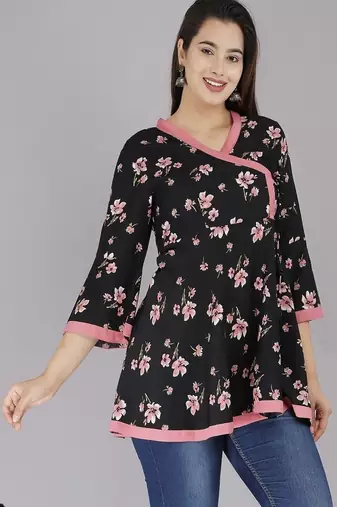 Black Crepe printed topper