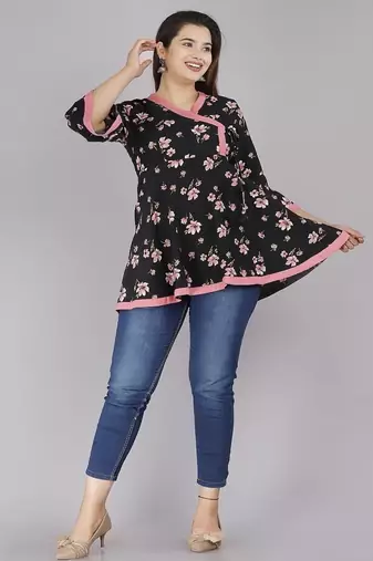 Black Crepe printed topper