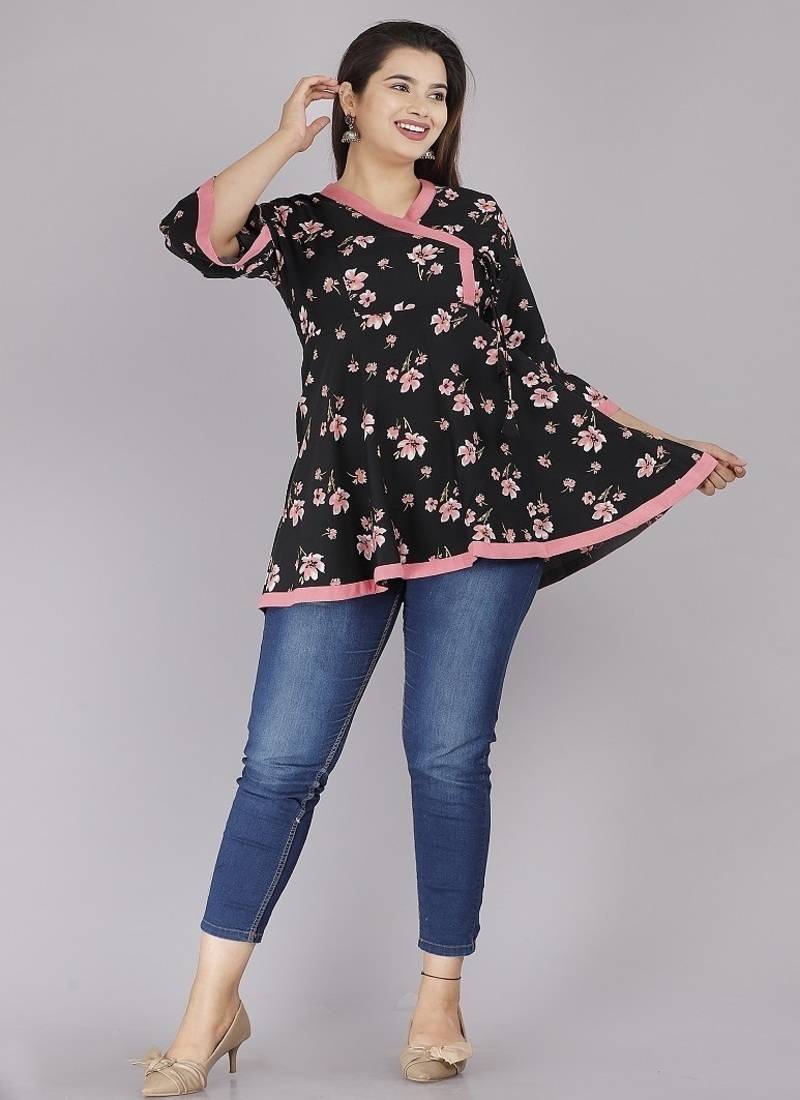 Black Crepe printed topper