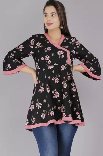 Black Crepe printed topper