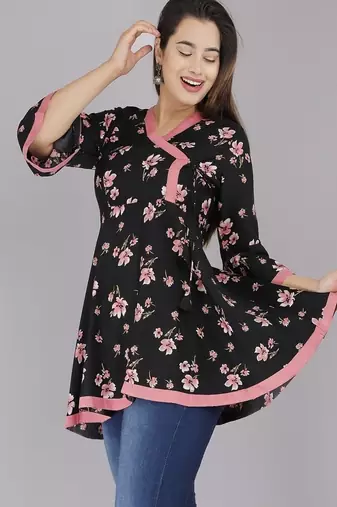 Black Crepe printed topper