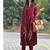 Maroon Cotton solid kurti with pant and dupatta set