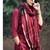 Maroon Cotton solid kurti with pant and dupatta set