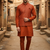 Orange zari sequence embroidery work for men's kurta