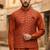 Orange zari sequence embroidery work for men's kurta