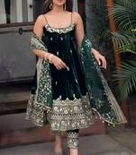Green vichitra silk embroidery party wear suit set
