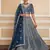 blue sequins embroidered net party lehenga set choli with dupatta