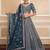 blue sequins embroidered net party lehenga set choli with dupatta