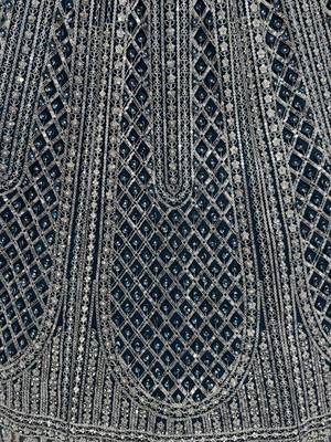 blue sequins embroidered net party lehenga set choli with dupatta 6