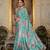 sea green chinon digital print with mirror saree with blouse