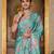 sea green chinon digital print with mirror saree with blouse
