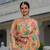 multicolor chinon digital print with mirror saree with blouse