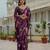 wine chinon digital print with mirror saree with blouse