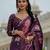 wine chinon digital print with mirror saree with blouse
